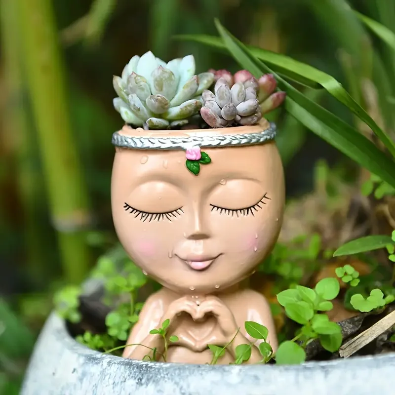 하트 모양의 소녀 레진 다육 식물 화분, 클로로피텀 녹 - Echeveria Succulent 리뷰 및 가격